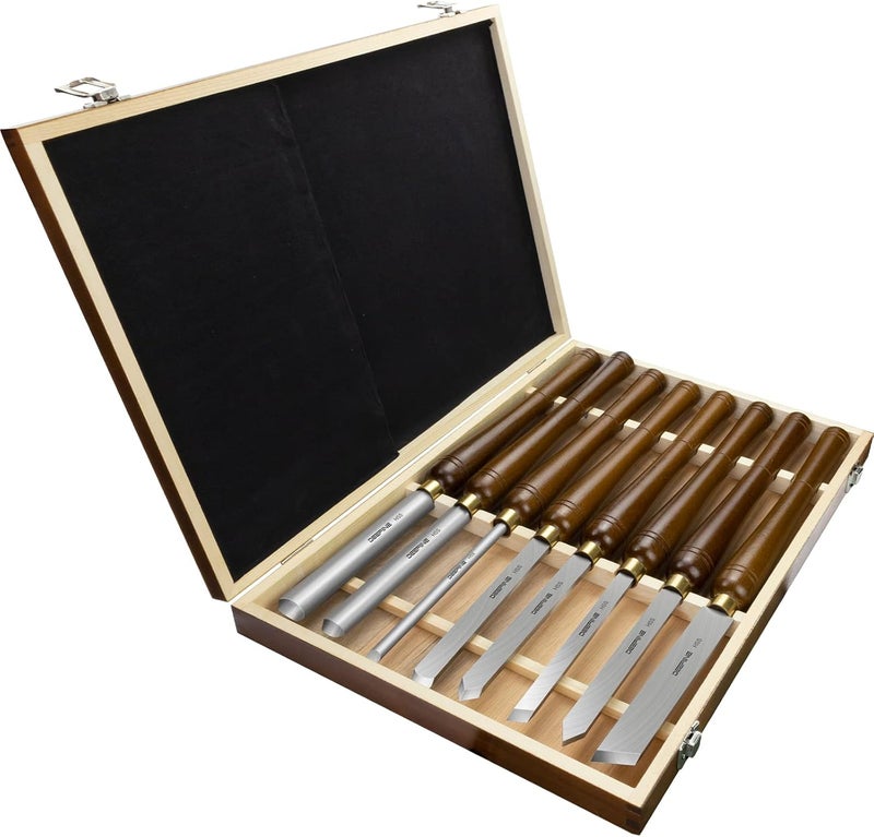 DEEFIINE 8pcs HSS Wood Turning Tools Lathe Chisel kit with Beech handle - Image 1